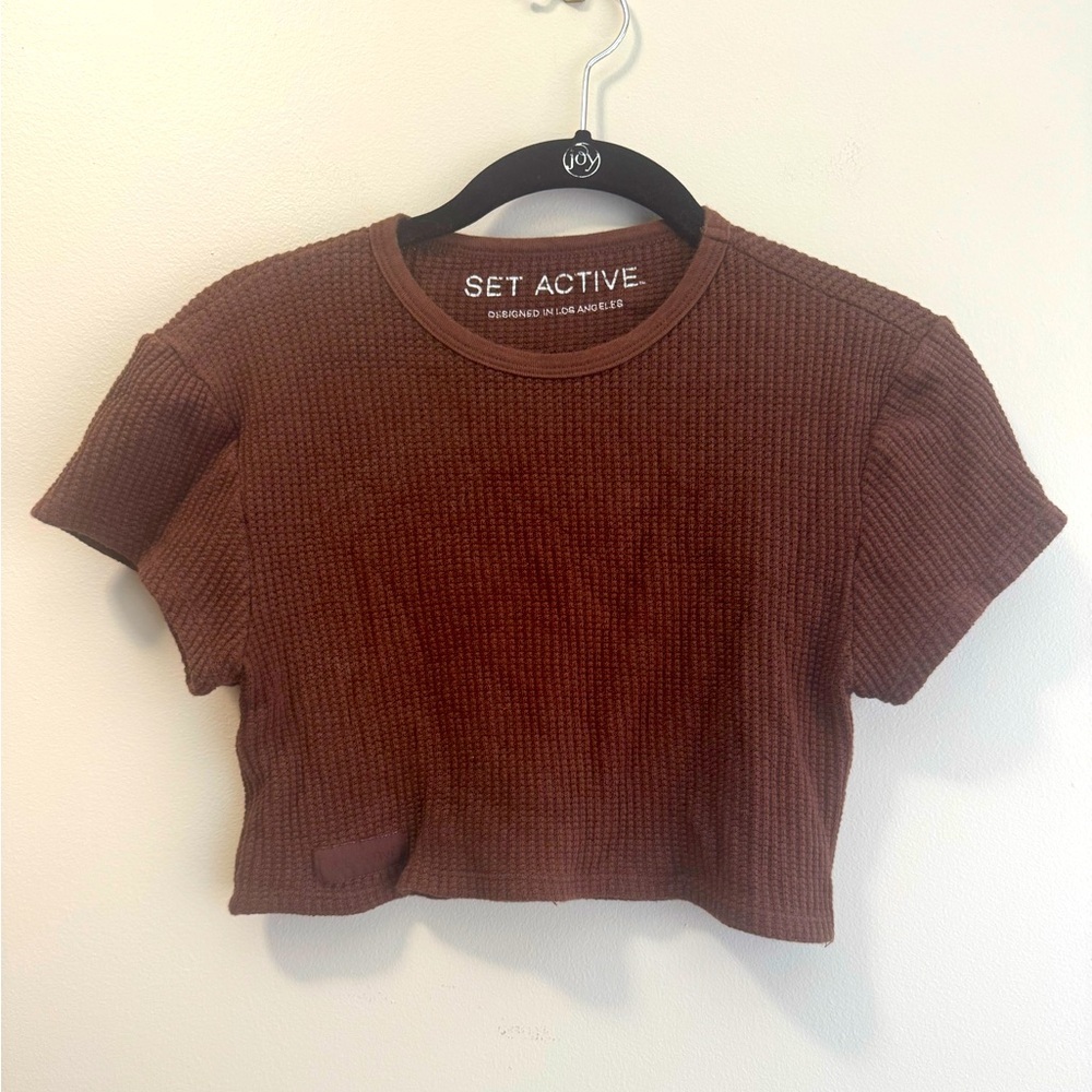 Set Active Cropped Shirt Waffle fabric